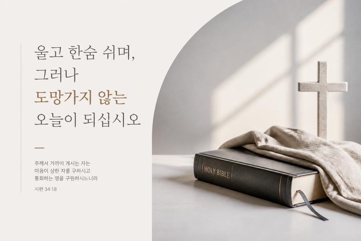 울고 한숨 쉬며, 그러나 도망가지 않는 오늘이 되십시오